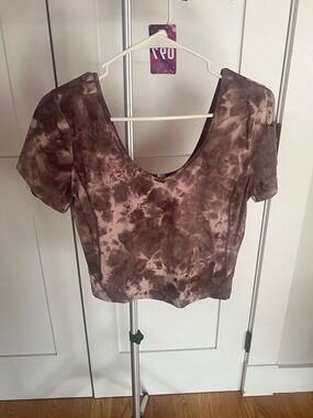lululemon athletica Brown Tie-Dye Scoop cropped Align tee